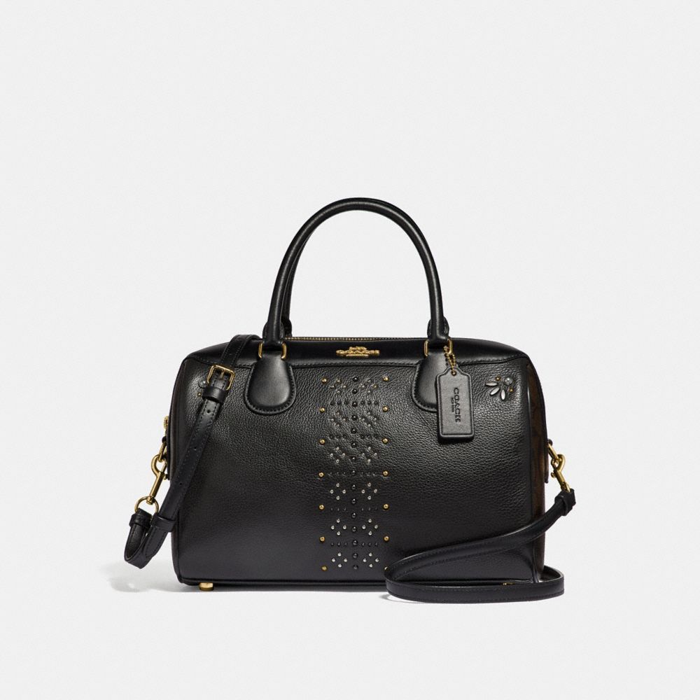 COACH F31429 LARGE BENNETT SATCHEL IN SIGNATURE CANVAS WITH RIVETS BROWN BLACK/MULTI/LIGHT GOLD