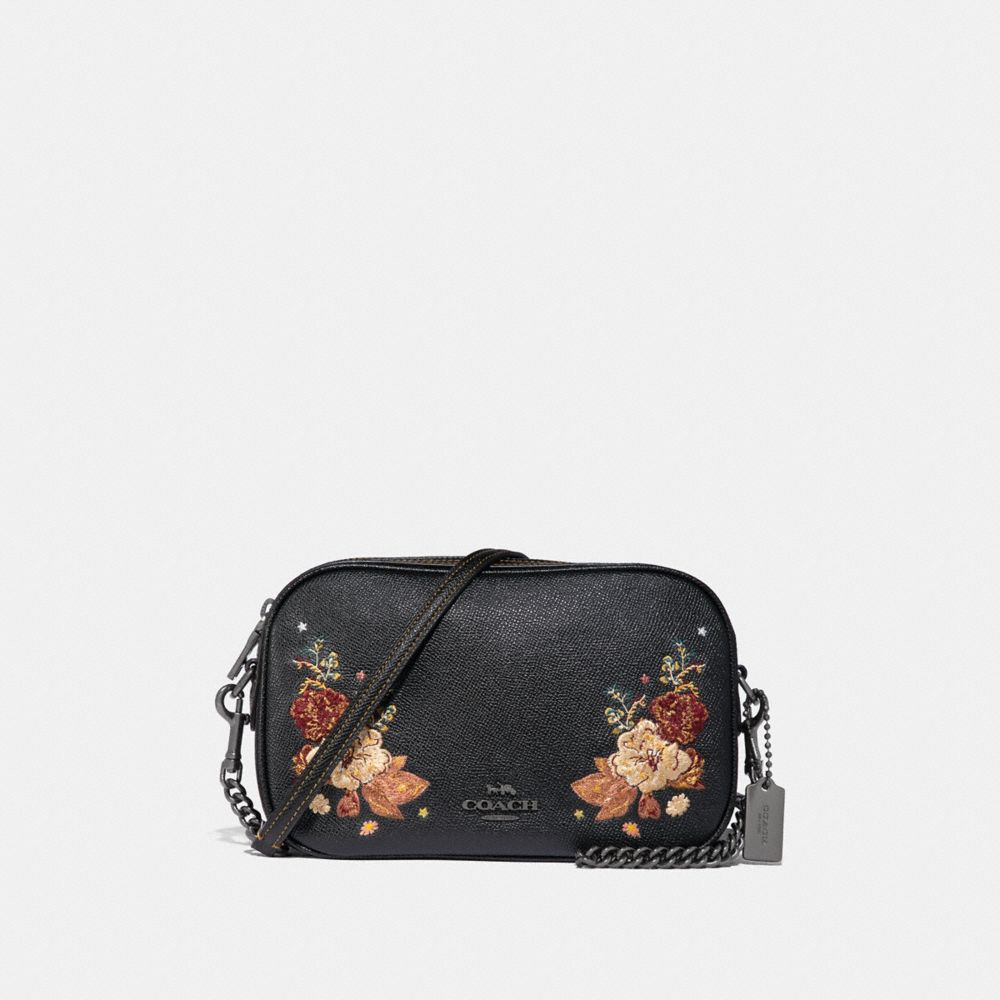 COACH F31432 ISLA CHAIN CROSSBODY WITH TATTOO EMBROIDERY BLACK-MULTI/BLACK-ANTIQUE-NICKEL