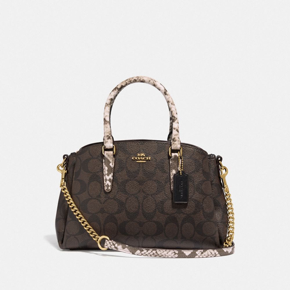 COACH F31436 MINI SAGE CARRYALL IN SIGNATURE CANVAS BROWN-BLACK/MULTI/LIGHT-GOLD