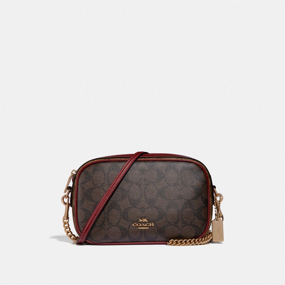 COACH F31447 ISLA CHAIN CROSSBODY IN COLORBLOCK SIGNATURE CANVAS KHAKI/BROWN-MULTI/LIGHT-GOLD