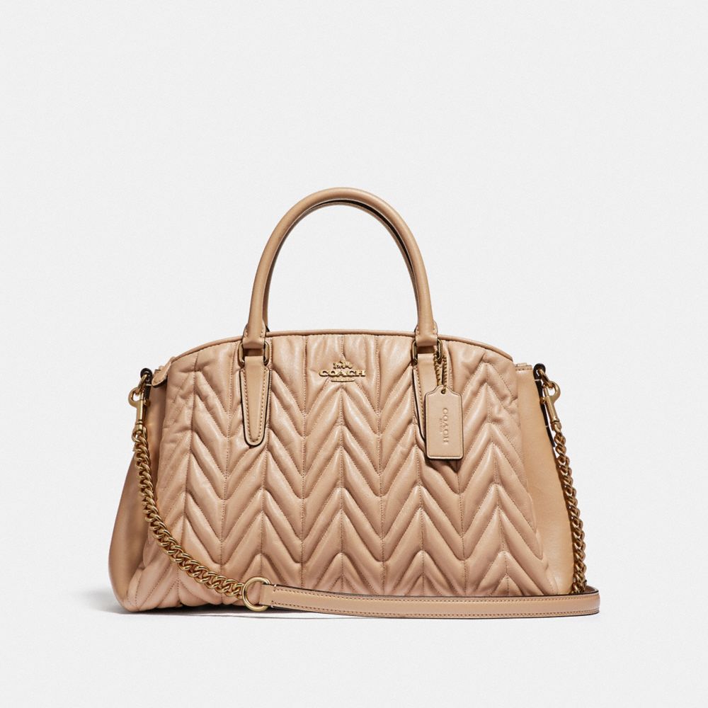 COACH F31457 SAGE CARRYALL WITH QUILTING BEECHWOOD/LIGHT GOLD