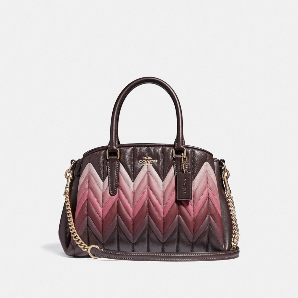 COACH MINI SAGE CARRYALL WITH OMBRE QUILTING - OXBLOOD MULTI/LIGHT GOLD - F31458