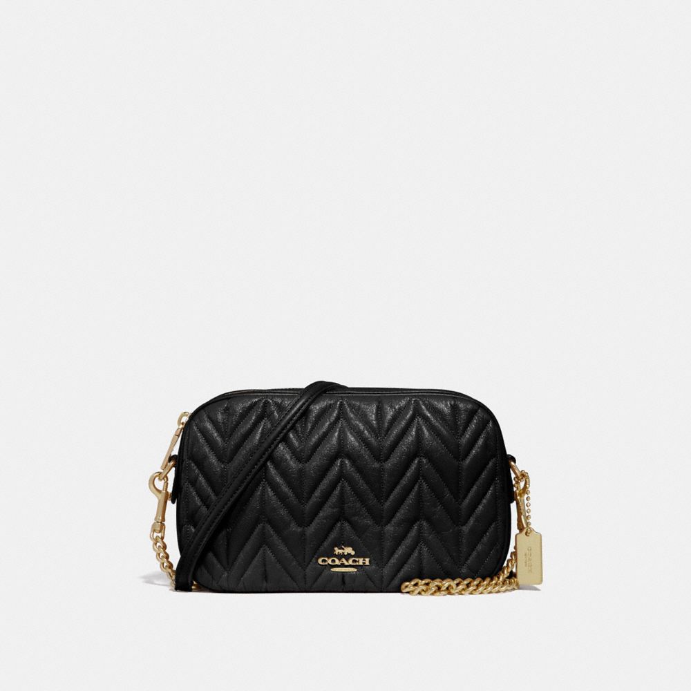 ISLA CHAIN CROSSBODY WITH QUILTING - F31459 - BLACK/LIGHT GOLD