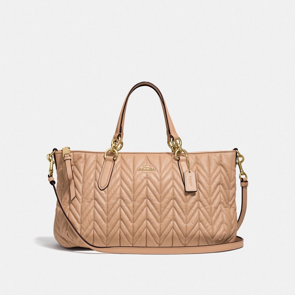 COACH F31460 ALLY SATCHEL WITH QUILTING BEECHWOOD/LIGHT GOLD