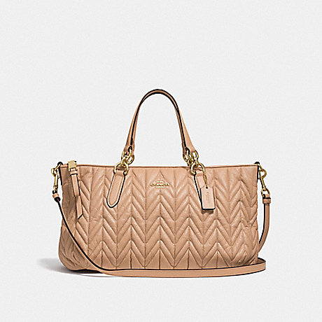 COACH F31460 ALLY SATCHEL WITH QUILTING BEECHWOOD/LIGHT GOLD