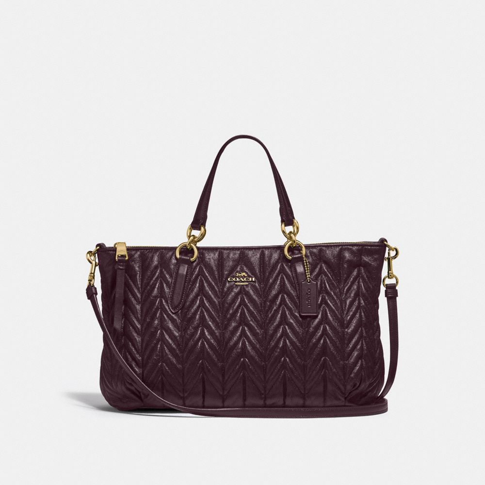 COACH F31460 Ally Satchel With Quilting OXBLOOD 1/LIGHT GOLD