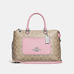 COACH F31468 Emma Satchel In Signature Canvas LIGHT KHAKI/CARNATION/SILVER