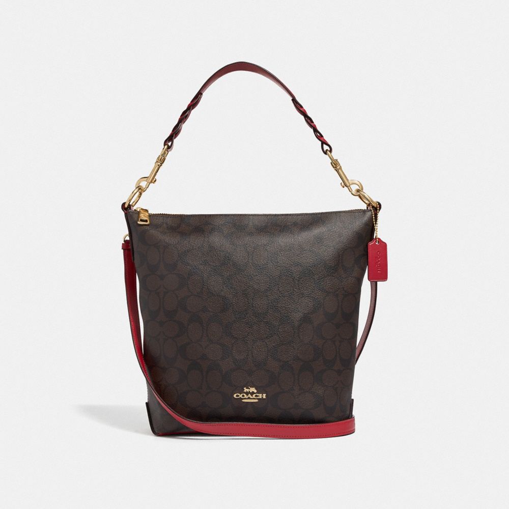 ABBY DUFFLE IN SIGNATURE CANVAS - BROWN/TRUE RED/LIGHT GOLD - COACH F31477