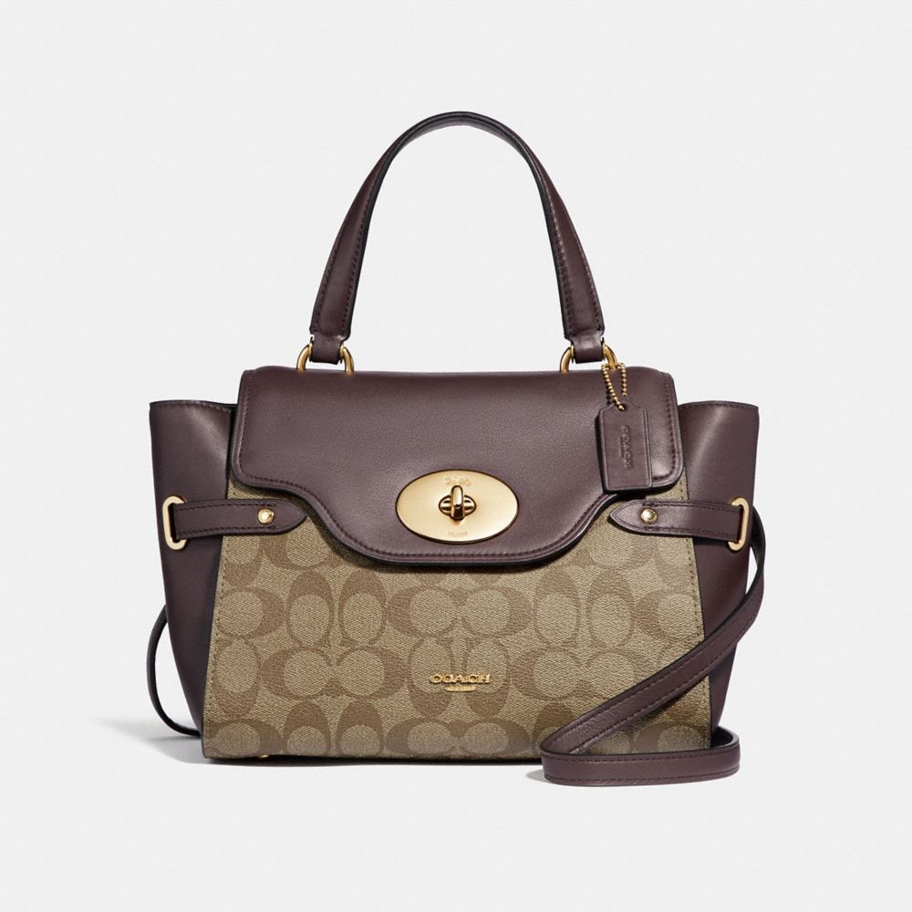 BLAKE FLAP CARRYALL IN COLORBLOCK SIGNATURE CANVAS - KHAKI/OXBLOOD MULTI/LIGHT GOLD - COACH F31479