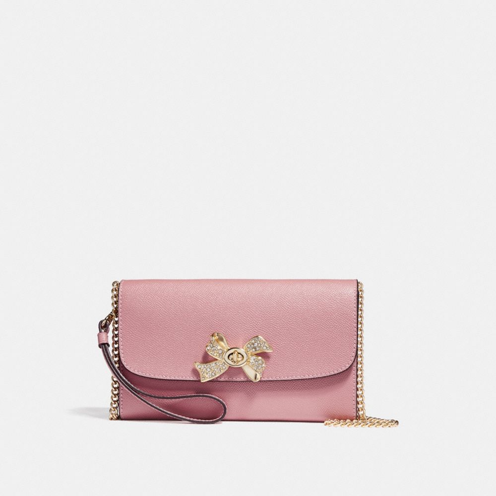 CHAIN CROSSBODY WITH BOW TURNLOCK - f31480 - Vintage Pink/Imitation Gold