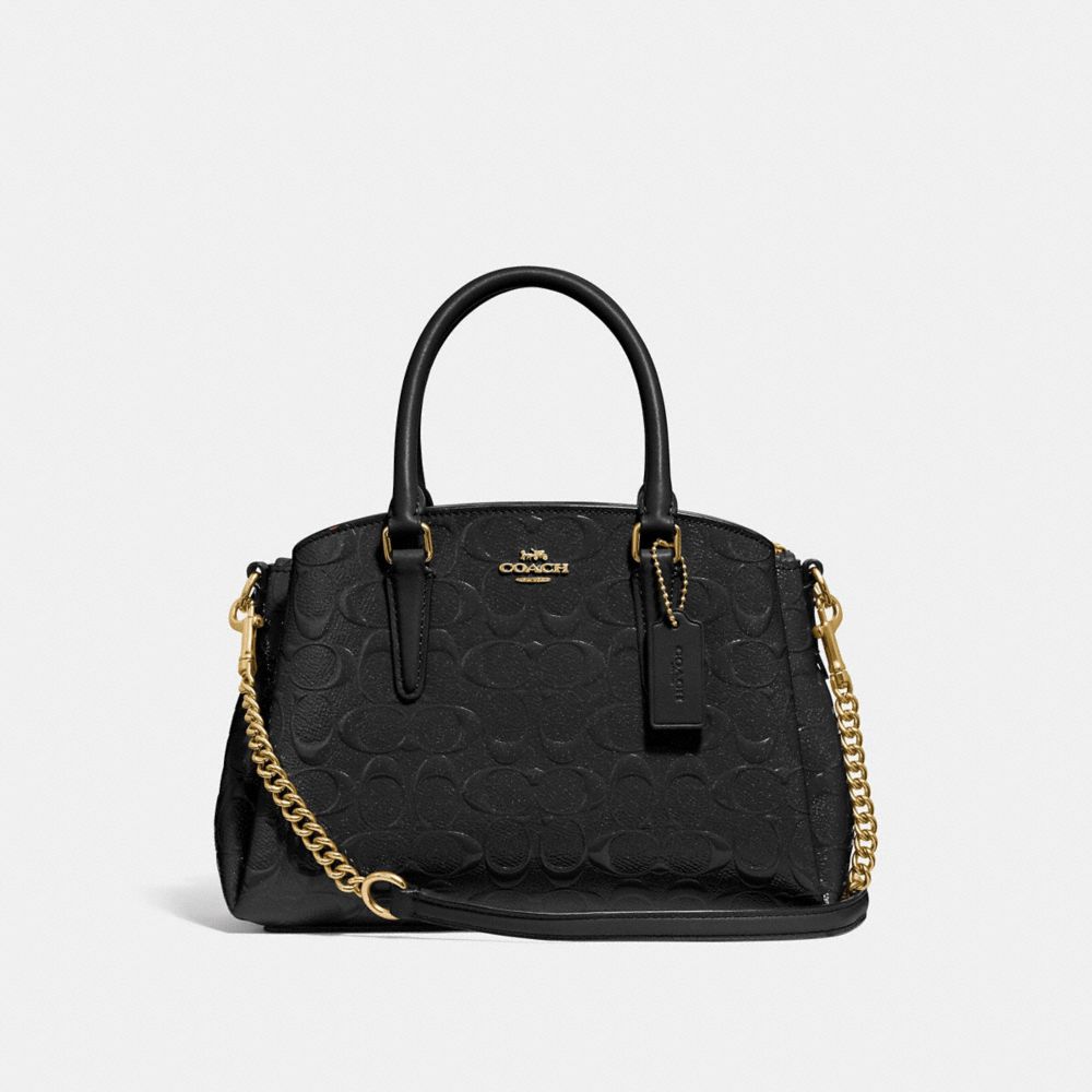 COACH F31485 MINI SAGE CARRYALL IN SIGNATURE LEATHER BLACK/BLACK/LIGHT-GOLD