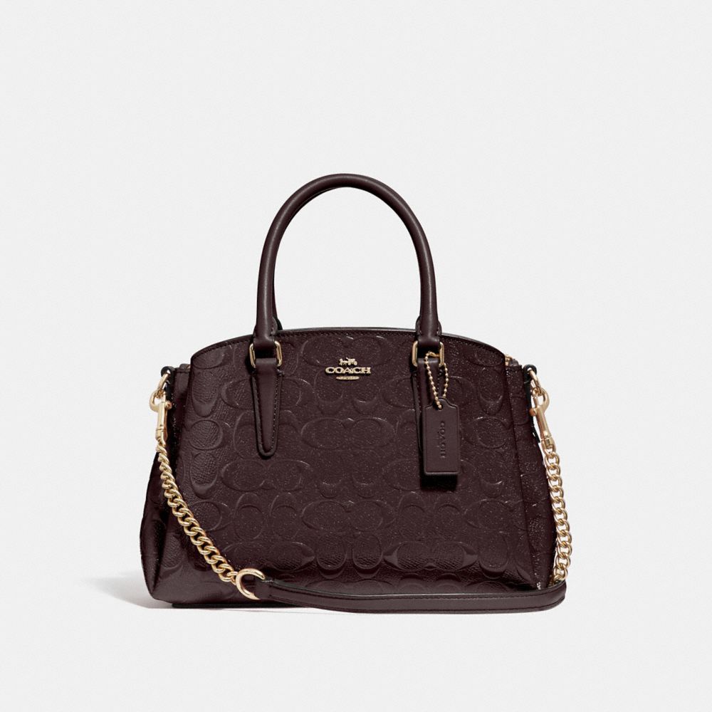 COACH F31485 - MINI SAGE CARRYALL IN SIGNATURE LEATHER OXBLOOD 1/LIGHT GOLD