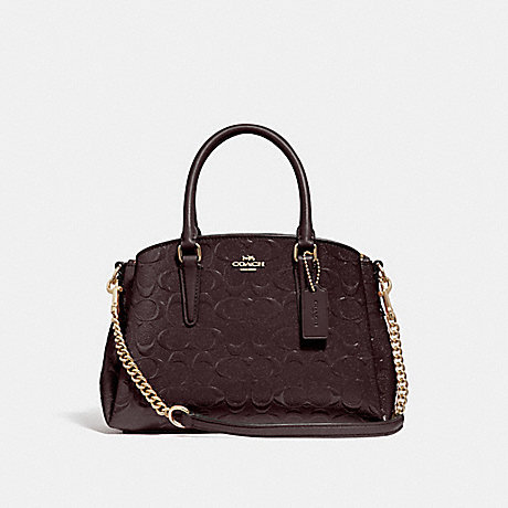 COACH F31485 MINI SAGE CARRYALL IN SIGNATURE LEATHER OXBLOOD 1/LIGHT GOLD