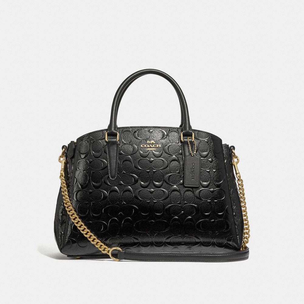 SAGE CARRYALL IN SIGNATURE LEATHER - BLACK/BLACK/LIGHT GOLD - COACH F31486