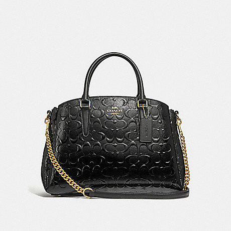 COACH F31486 SAGE CARRYALL IN SIGNATURE LEATHER BLACK/BLACK/LIGHT GOLD