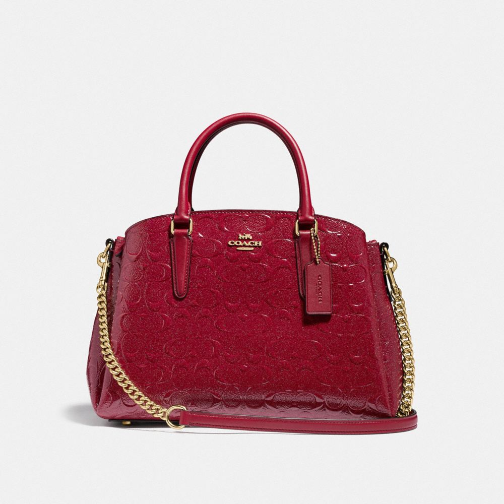 COACH F31486 - SAGE CARRYALL IN SIGNATURE LEATHER CHERRY /LIGHT GOLD