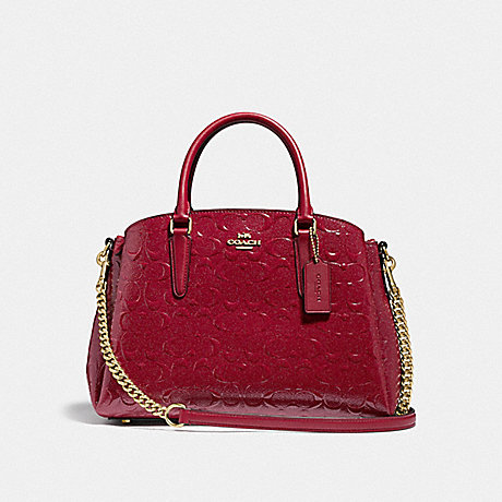 COACH F31486 SAGE CARRYALL IN SIGNATURE LEATHER CHERRY-/LIGHT-GOLD