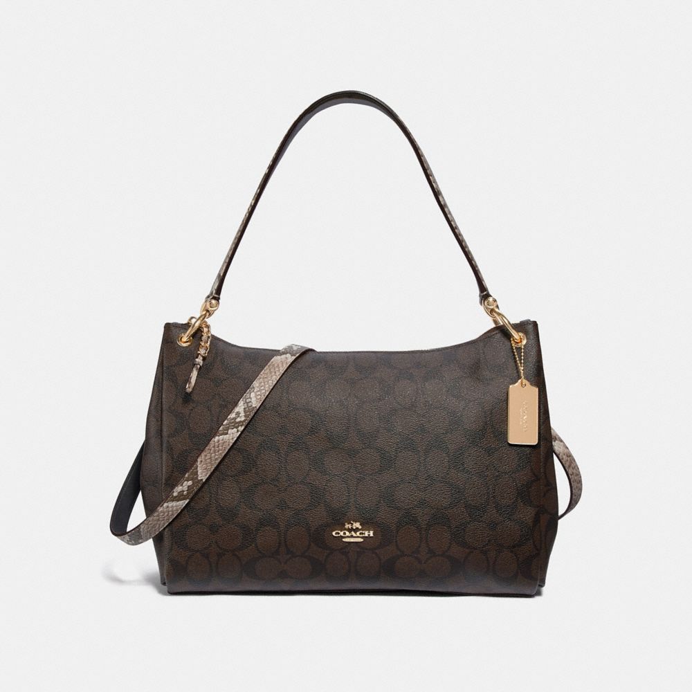 MIA SHOULDER BAG IN SIGNATURE CANVAS - F31487 - BROWN BLACK/MULTI/LIGHT GOLD