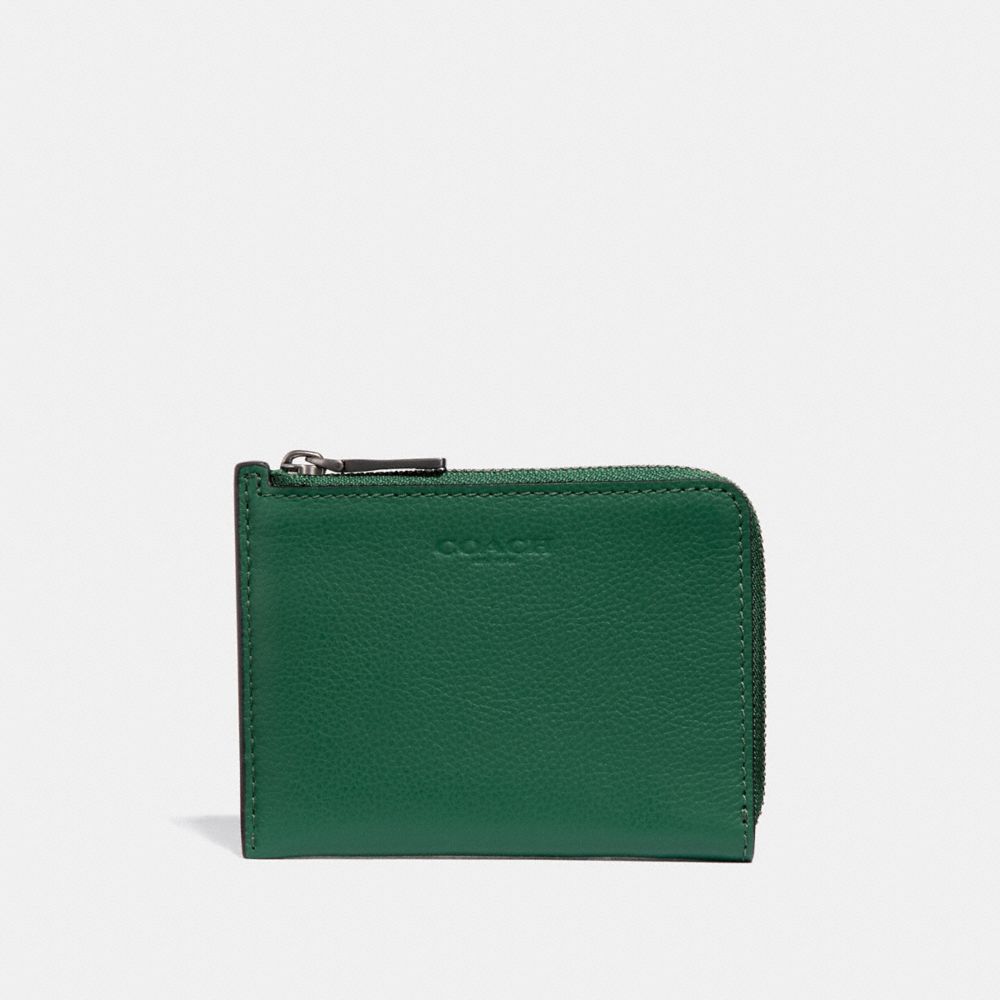 COACH F31489 L-ZIP WALLET GREEN/BLACK-ANTIQUE-NICKEL