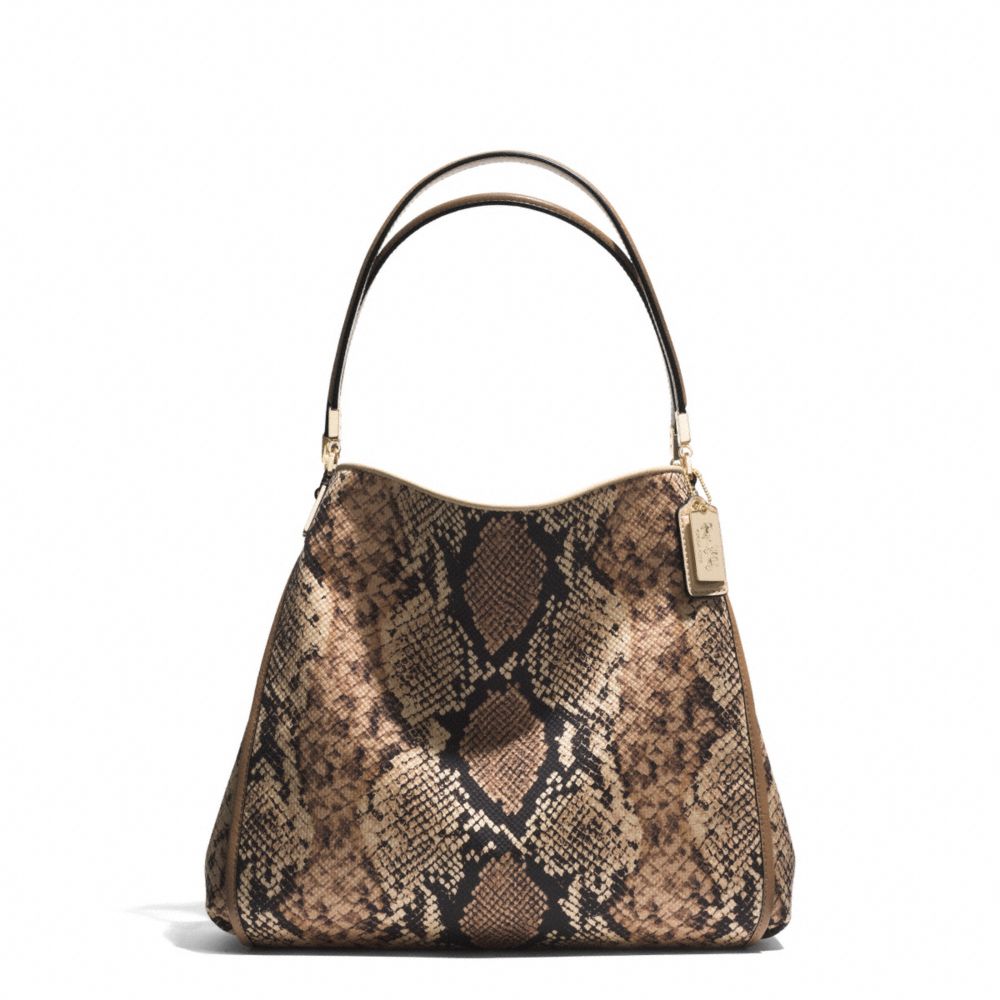 COACH MADISON PYTHON PRINTED SMALL PHOEBE SHOULDER BAG - LIGHT GOLD/NATURAL - F31502