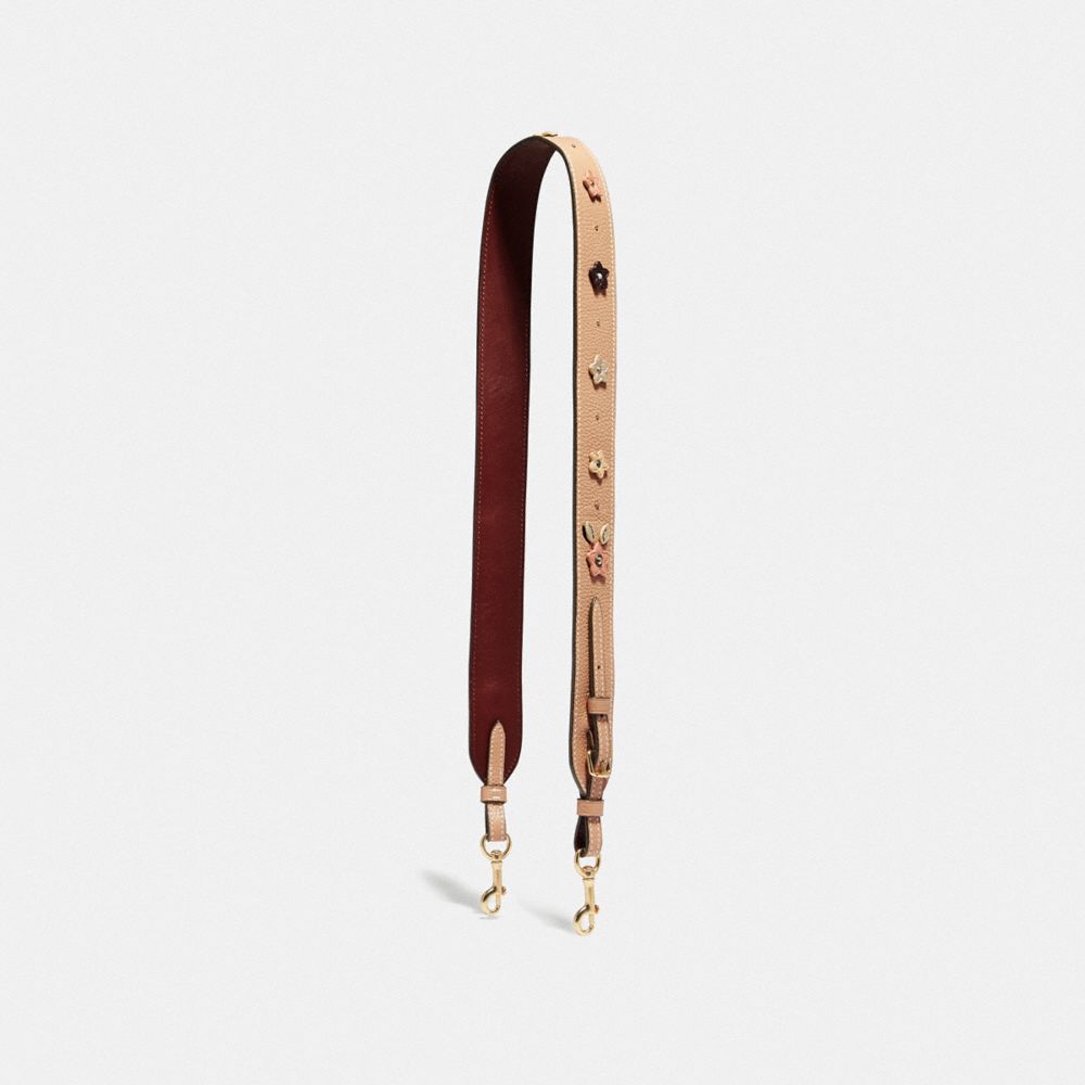 STRAP WITH FLORAL APPLIQUE - BEECHWOOD/LIGHT GOLD - COACH F31536