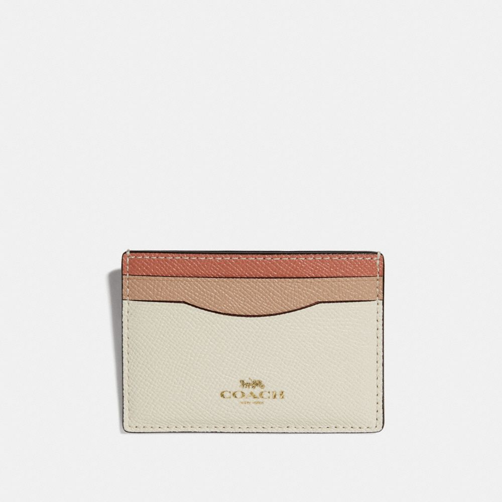 CARD CASE IN COLORBLOCK - f31555 - CHALK/light gold