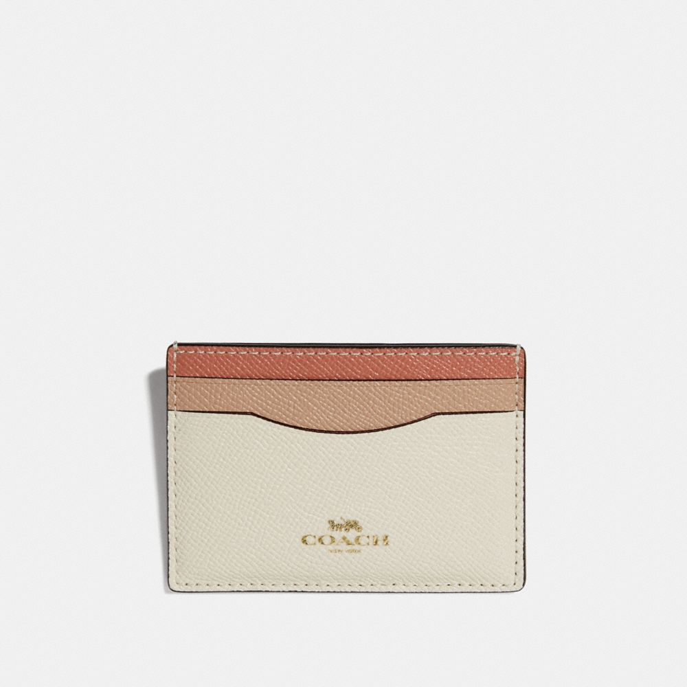 CARD CASE IN COLORBLOCK - COACH f31555 - CHALK/light gold