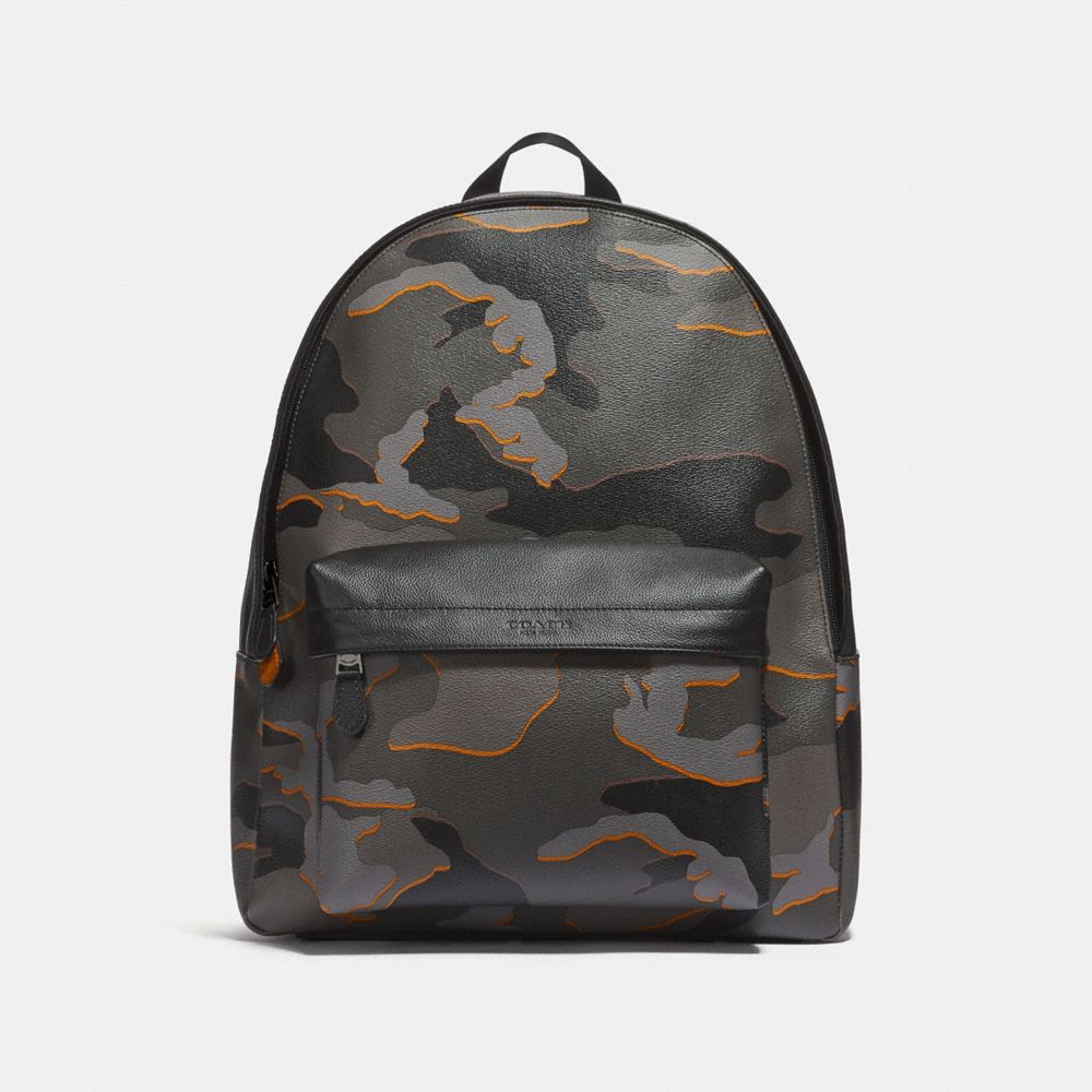 CHARLES BACKPACK WITH CAMO PRINT - COACH f31557 - ANTIQUE NICKEL/GREY MULTI
