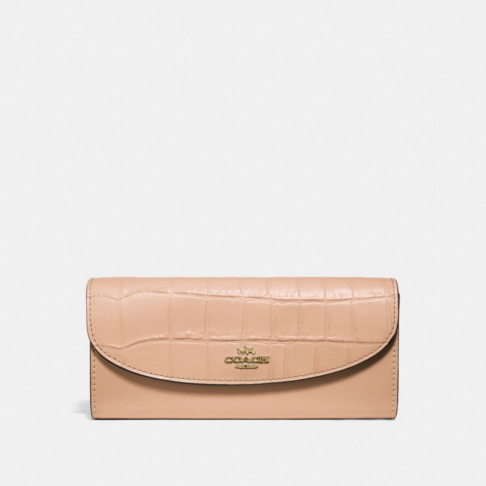 SLIM ENVELOPE WALLET - COACH f31565 - BEECHWOOD/light gold