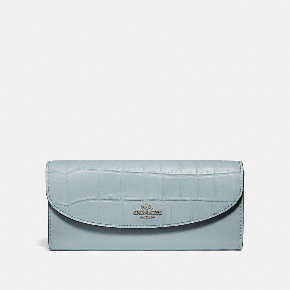COACH F31565 Slim Envelope Wallet SILVER/PALE BLUE