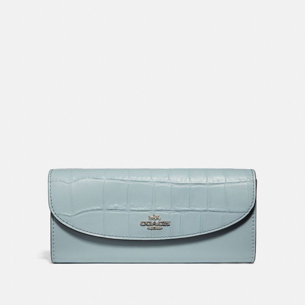 COACH SLIM ENVELOPE WALLET - PALE BLUE/SILVER - F31565