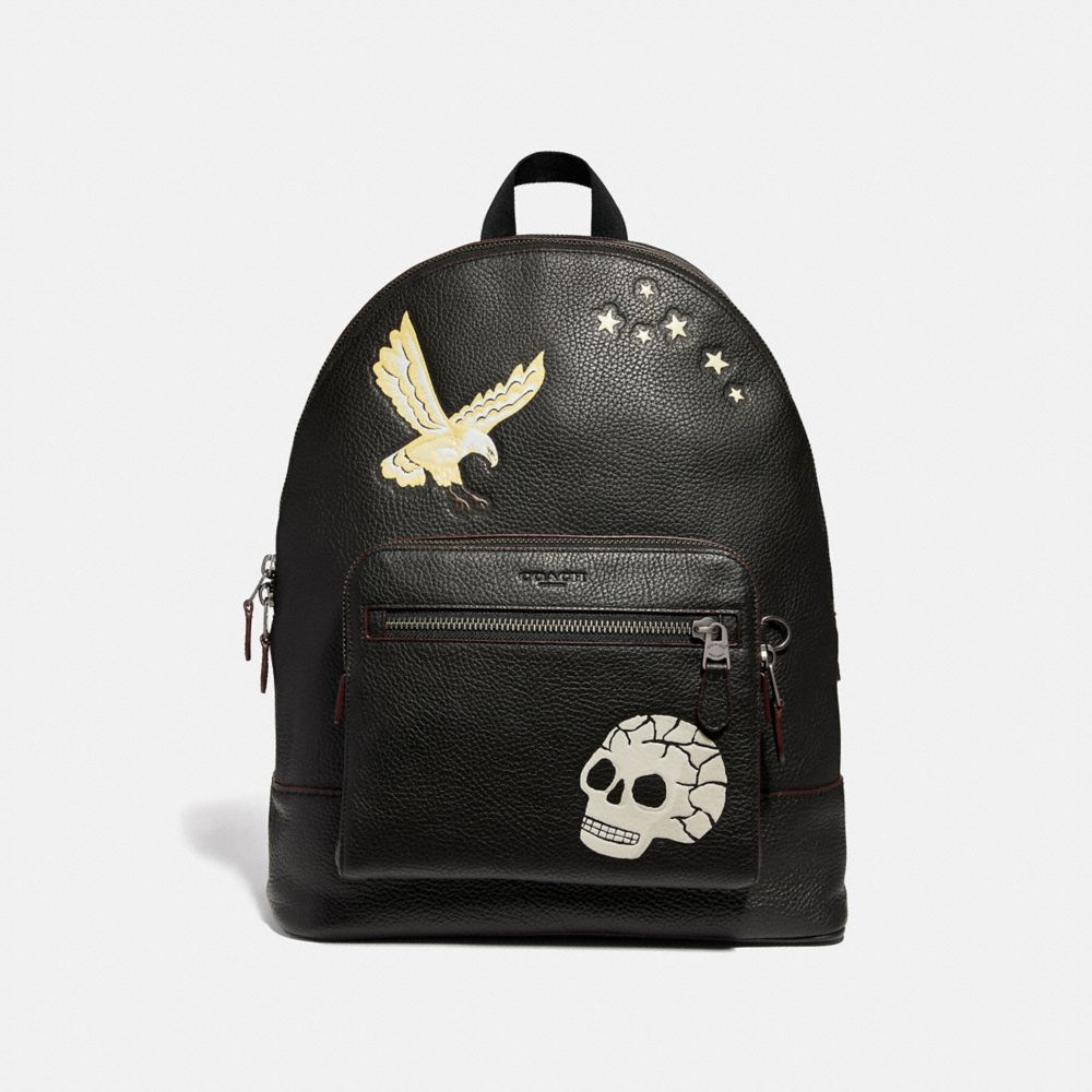 WEST BACKPACK WITH EAGLE MOTIF - BLACK MULTI/BLACK ANTIQUE NICKEL - COACH F31567