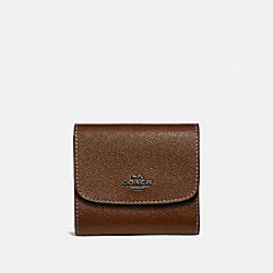 SMALL WALLET WITH RAINBOW STITCHING - COACH f31570 - DARK SADDLE/BLACK ANTIQUE NICKEL
