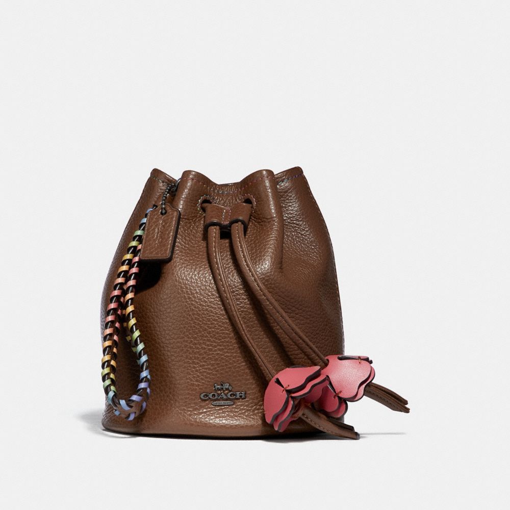 PETAL WRISTLET - COACH f31576 - DARK SADDLE/BLACK ANTIQUE NICKEL