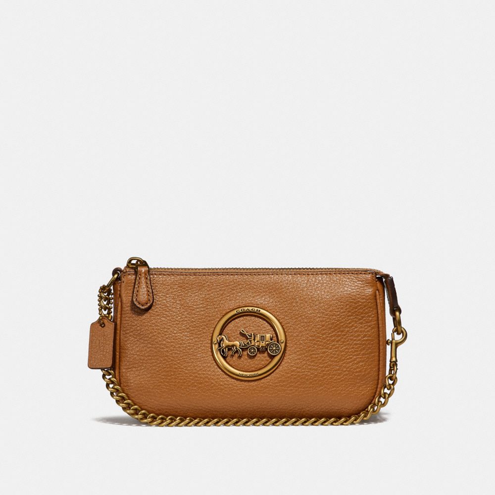 COACH LARGE WRISTLET 19 - LIGHT SADDLE/OLD BRASS - F31584