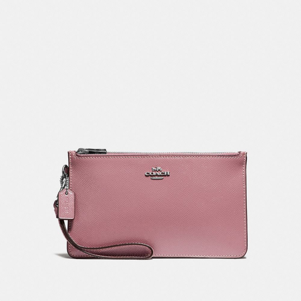 CROSBY CLUTCH - COACH f31585 - SILVER/DUSTY ROSE