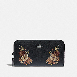 ACCORDION ZIP WALLET WITH TATTOO EMBROIDERY - COACH F31603 - BLACK MULTI/BLACK ANTIQUE NICKEL