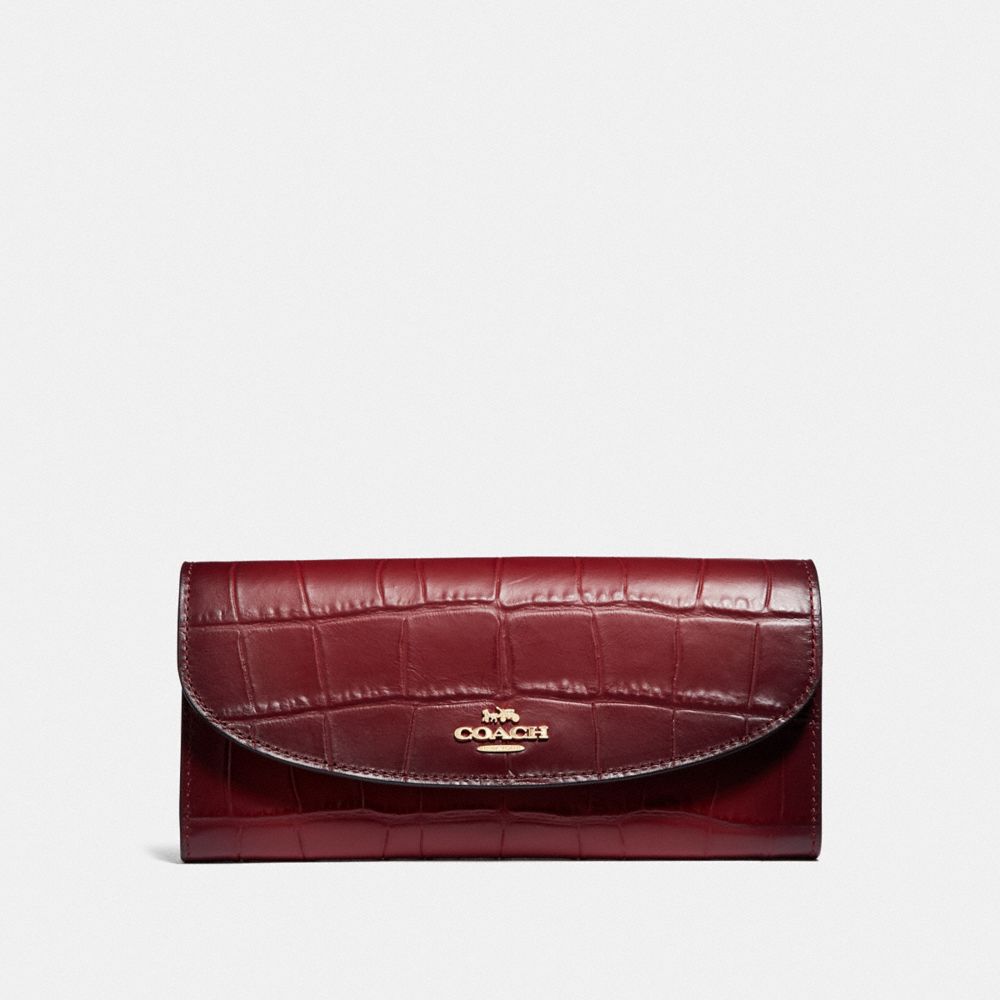 COACH F31607 SLIM ENVELOPE WALLET CHERRY /LIGHT GOLD