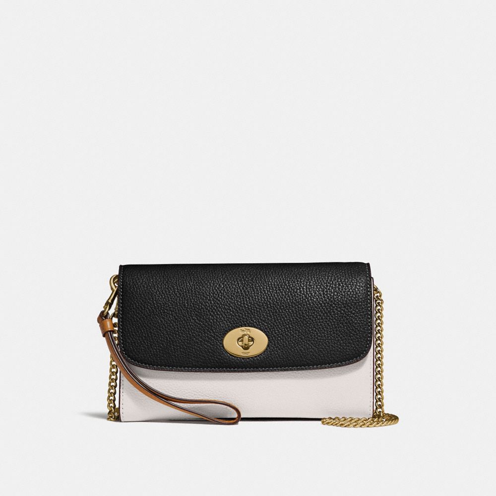 COACH F31611 Chain Crossbody In Colorblock CHALK/BLACK MULTI/LIGHT GOLD