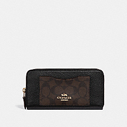 ACCORDION ZIP WALLET IN SIGNATURE CANVAS COLORBLOCK - COACH f31612 - BROWN/BLACK/light gold