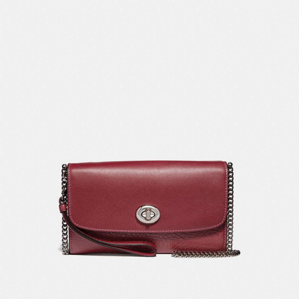 COACH F31620 CHAIN CROSSBODY CHERRY/SILVER