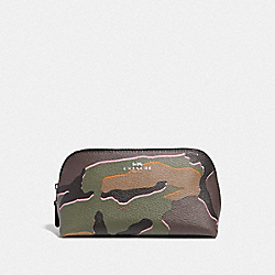 COSMETIC CASE 17 WITH WILD CAMO PRINT - COACH F31625 - GREEN MULTI/SILVER
