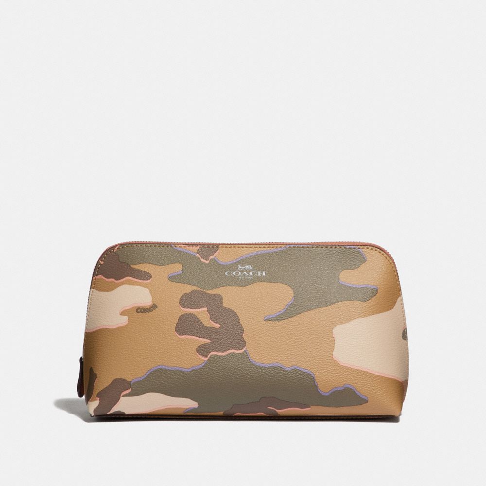 COSMETIC CASE 22 WITH WILD CAMO PRINT - COACH F31626 - KHAKI  MULTI /SILVER