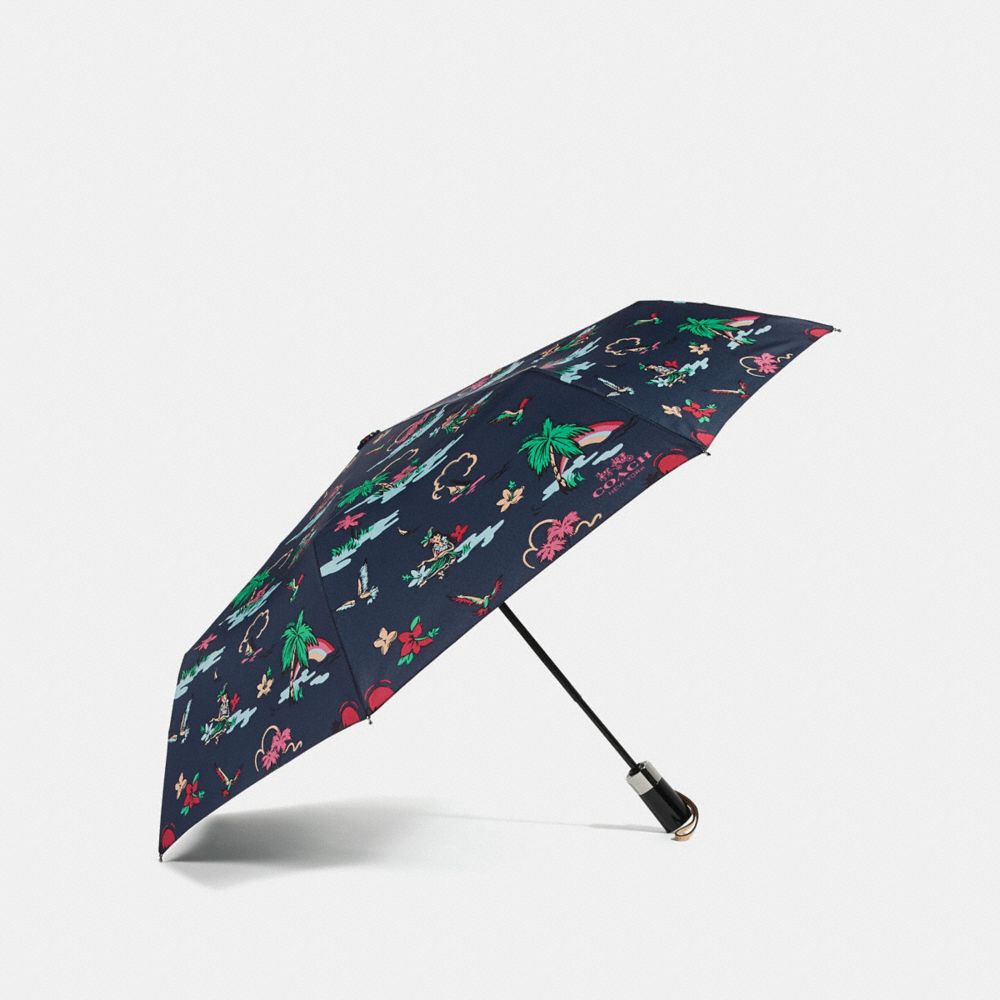 COACH f31643 HULA GIRL UMBRELLA MULTI/SILVER