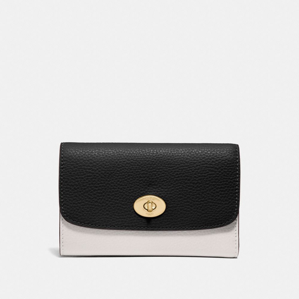 MEDIUM ENVELOPE WALLET IN COLORBLOCK - f31650 - CHALK/BLACK MULTI/light gold