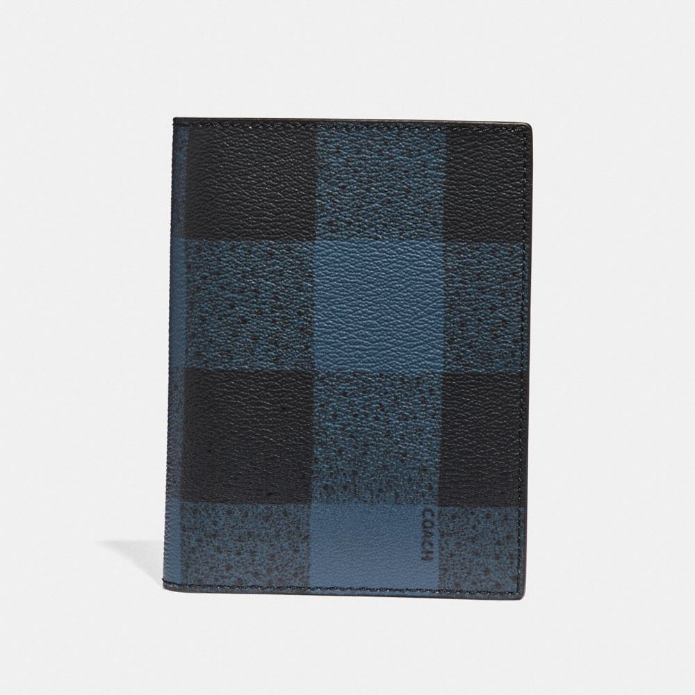 PASSPORT CASE WITH BUFFALO CHECK PRINT - BLUE MULTI/BLACK ANTIQUE NICKEL - COACH F31658