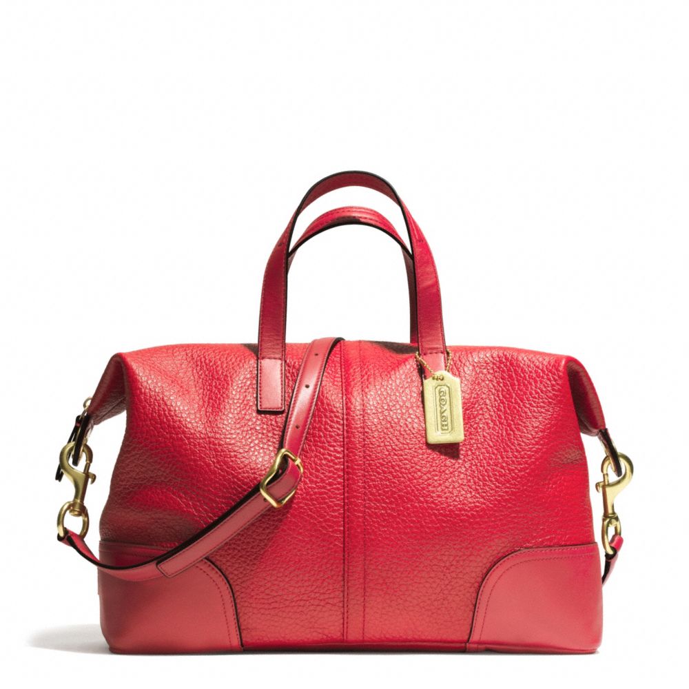 COACH F31663 HADLEY LUXE GRAIN LEATHER ZIP SATCHEL BRASS/BRIGHT-RED