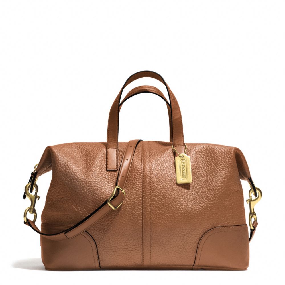 COACH HADLEY LUXE GRAIN LEATHER ZIP SATCHEL - BRASS/SADDLE - F31663