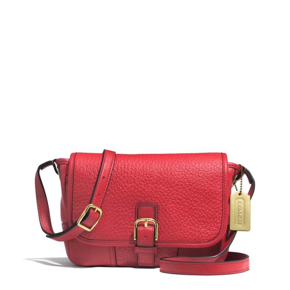 COACH HADLEY LUXE GRAIN LEATHER FIELD BAG - BRASS/BRIGHT RED - F31664