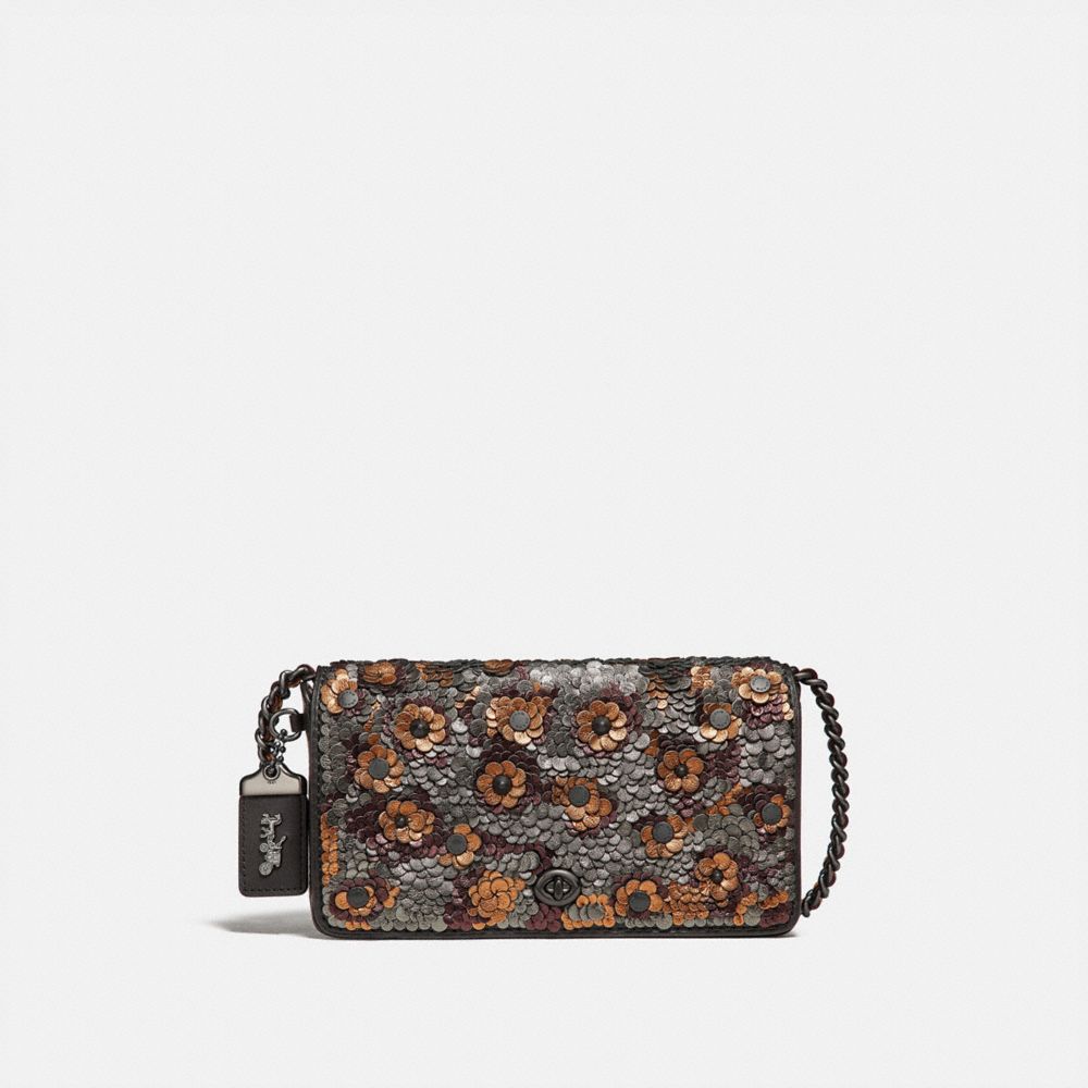 COACH F31732 Dinky With Leather Sequin BLACK MULTI/BLACK COPPER